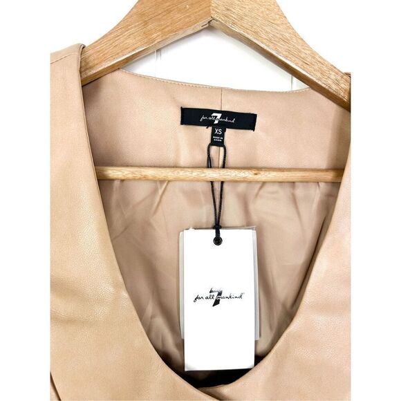 NWT 7 For All Mankind 7FAM Faux Leather Vest Tan - Picture 2 of 9